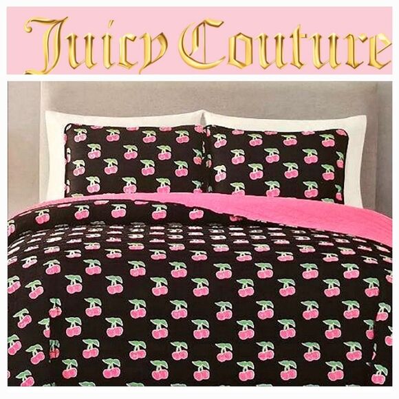Juicy Couture Home Cherry Print 3-PC Reversible Full/Queen Quilt Set - Picture 1 of 7